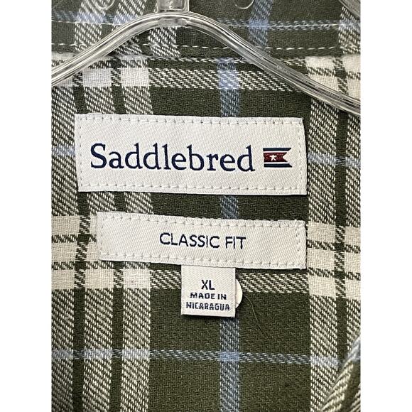 Saddlebred Shirt Mens XL Plaid Classic Fit Long Sleeve Button Up Casual Preppy - Picture 5 of 9